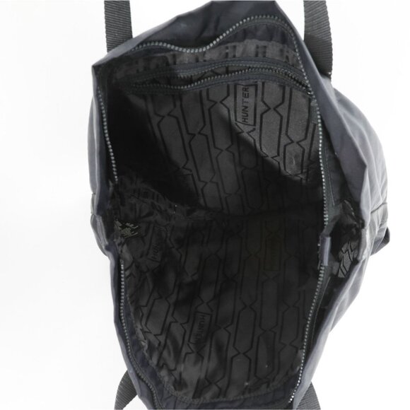 Hunter Original Black Nylon Large Tote Bag Logo Zip Top Waterproof Shoulder - Picture 4 of 10